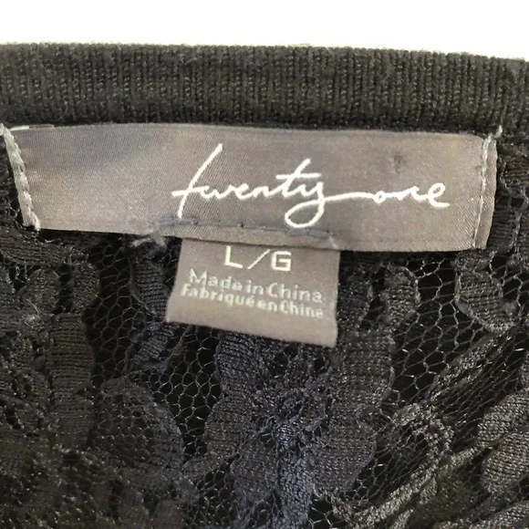 Twenty One Black Beaded Cardigan Sweater Women’s L Gold Beads Pearls Lace Lining - Picture 4 of 15